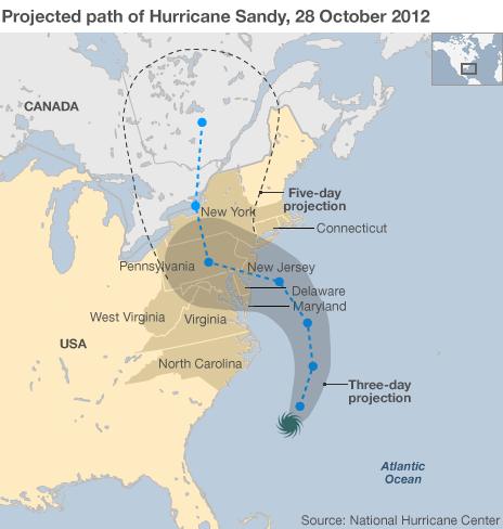 Map of projected path