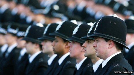 Row of police officers