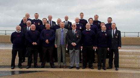 Lord Zetland with volunteers from the Redcar RNLI lifeboat station. Copyright RNLI/Dave Cocks