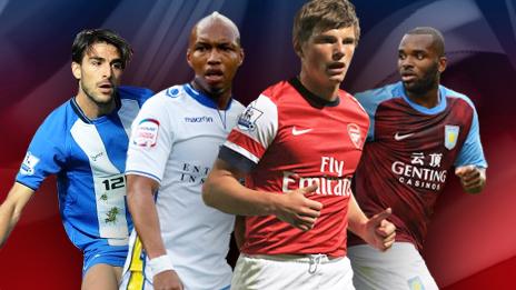 Left to right: Jordi Gomez, El-Hadji Diouf, Andrey Arshavin, Darren Bent