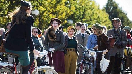 Tweed bike ride in Stockholm