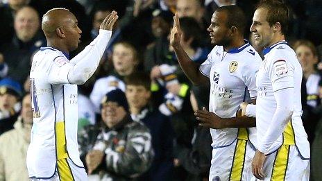 Leeds celebrate during their fourth-round win over Southampton