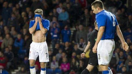 Rangers players suffer in defeat