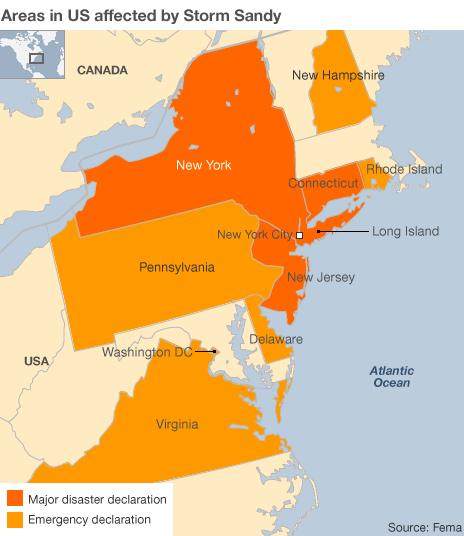 Affected areas map