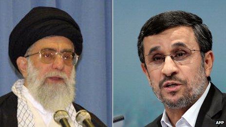 Ayatollah Ali Khamenei and President Mahmoud Ahmadinejad