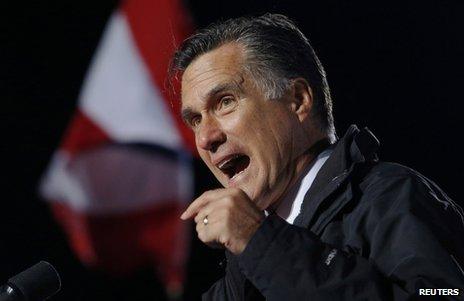 Mitt Romney speaks at a campaign rally in West Chester, Ohio, 2 November