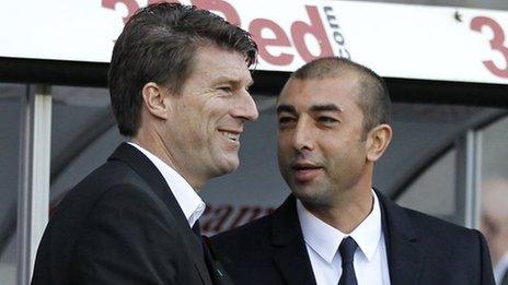 Michael Laudrup and Chelsea boss Roberto Di Matteo