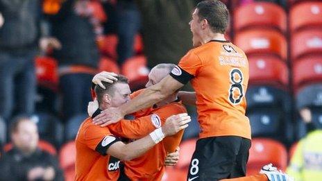 Dundee United players celebrating