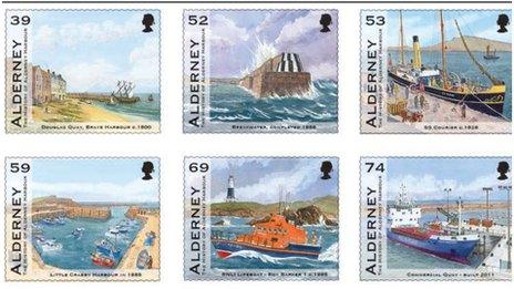 Alderney Harbour stamps