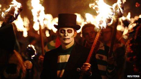 Lewes bonfire procession 2012