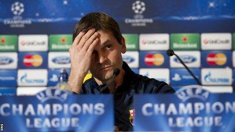 Vilanova addresses the media in Glasgow