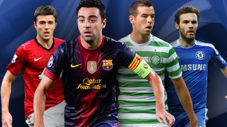 Michael Carrick, Xavi, Joe Ledley and Juan Mata