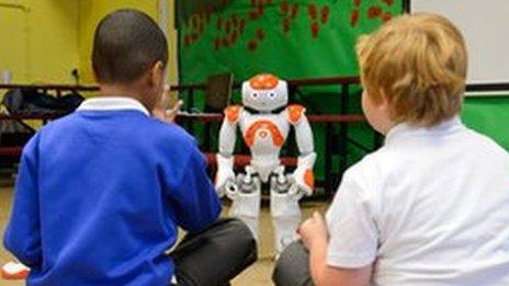 Autistic children with robot