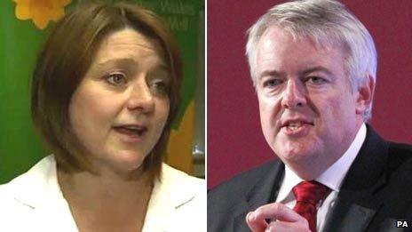 Plaid Cymru leader Leanne Wood and Labour First Minister Carwyn Jones