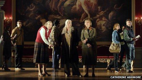 A scene from People – centre stage Linda Bassett – Iris, Frances de la Tour – Dorothy Stacpoole, Selina Cadell – June Stacpoole