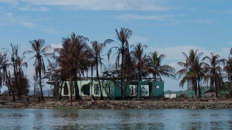 A burnt mosque in Pauktaw, Rakhine