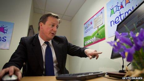 David Cameron at computer