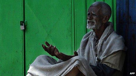 (File photo 2005) A man begs on the streets of Addis Ababa