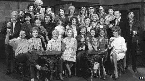 Coronation Street cast members celebrate its Silver Jubilee