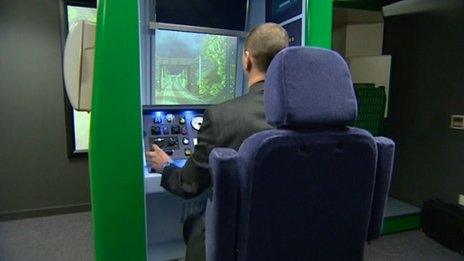 London Midland train driver using a simulator