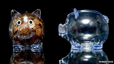 Full and empty piggybanks