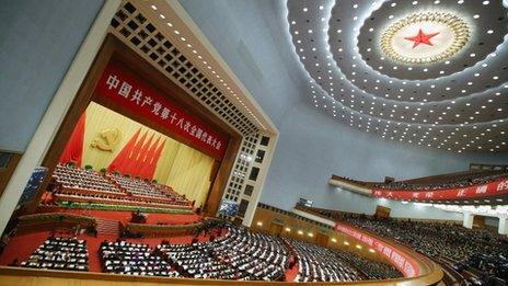 Delegates at the opening session of the 18th Communist Party Congress held at the Great Hall of the People on November 8 in Beijing