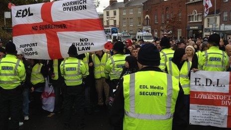 EDL supporters at the start of their march