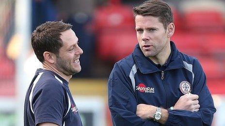 Accrington Stanley manager Leam Richardson and player-coach James Beattie