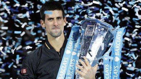 World number one Novak Djokovic with the ATP World Tour Finals trophy