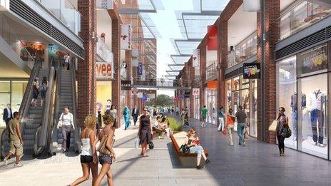 Computer generated image of Addlestone town centre regeneration plan