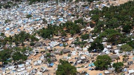 A general view of the abandoned conflict zone in north-east Sri Lanka where Tamil Tiger separatists made their last stand before their defeat by the army, May 23, 2009.