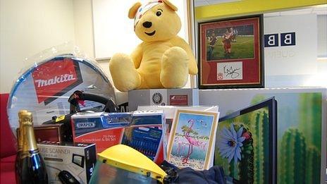 Some of the prizes being auctioned by BBC Guernsey for Children in Need