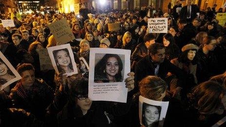 Protesters outside Leinster House in Dublin