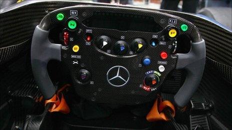 A McLaren Formula 1 steering wheel