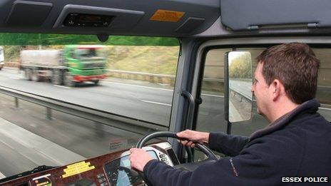 PC Al Cuthbertson driving the Mercedes Actros covert police lorry