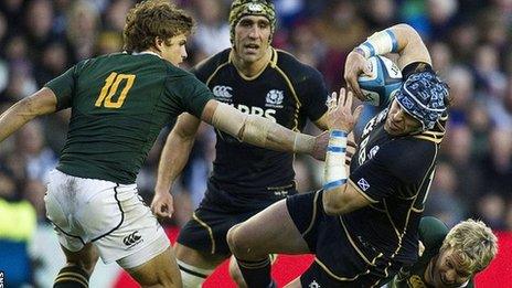 Scotland were beaten 21-10 by South Africa