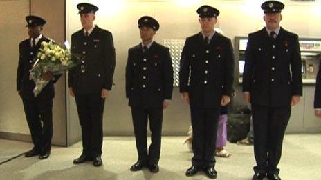 London Fire Brigade workers pay their respects