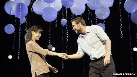 Sally Hawkins as Marianne and Rafe Spall as Roland in Constellations