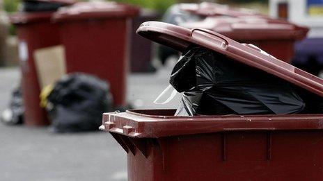 Bins in a street in Liverpool