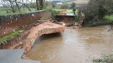 Collapsed bridge near Bradninch. Pic: Dave Hartland