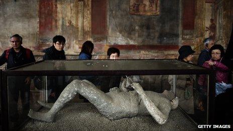 A cast of a Pompeii victim