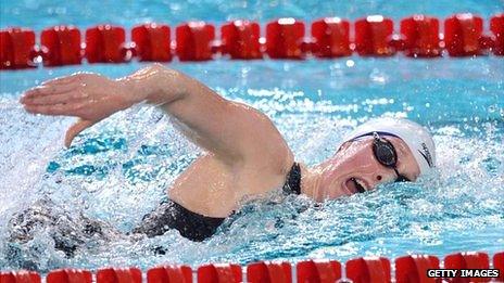 British swimmer Hannah Miley competes during the women's 800m freestyle final at the European Swimming Championships in November 2012