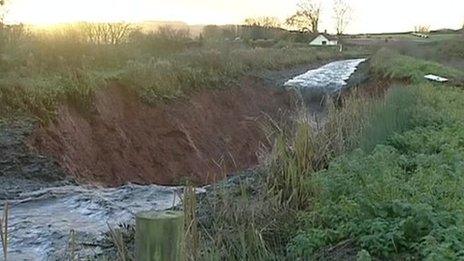 The Grand Western Canal breached its banks near Tiverton