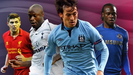 Steve Gerrard, William Gallas, David Silva and Victor Moses