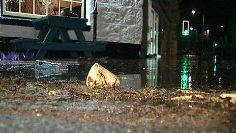 Flood debris in Newlyn