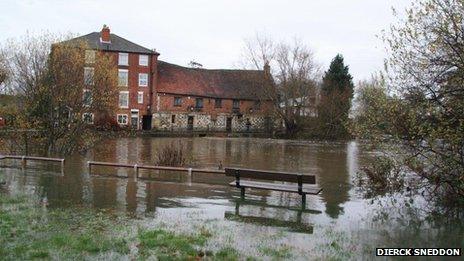 Flooding in Harnham Mill, in Salisbury