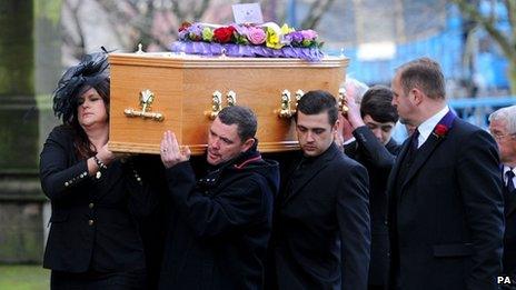 Pallbearers at Bill Tarmey's funeral