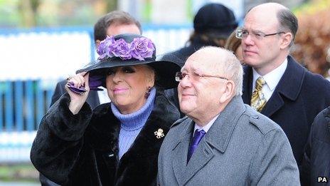 Julie Goodyear and Roy Barraclough at Bill Tarmey's funeral