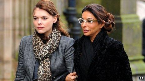 Kate Ford and Shobna Gulati at Bill Tarmey's funeral