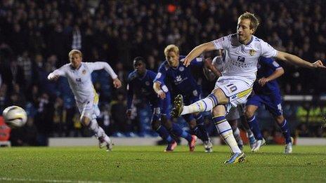 Luciano Becchio scores from the penalty spot